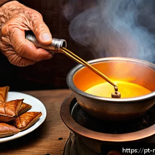 Home 31 몬테네그로 커피 스타일 - A traditional Montenegrin coffee ritual scene featuring an elderly person roasting fresh coffee bean...